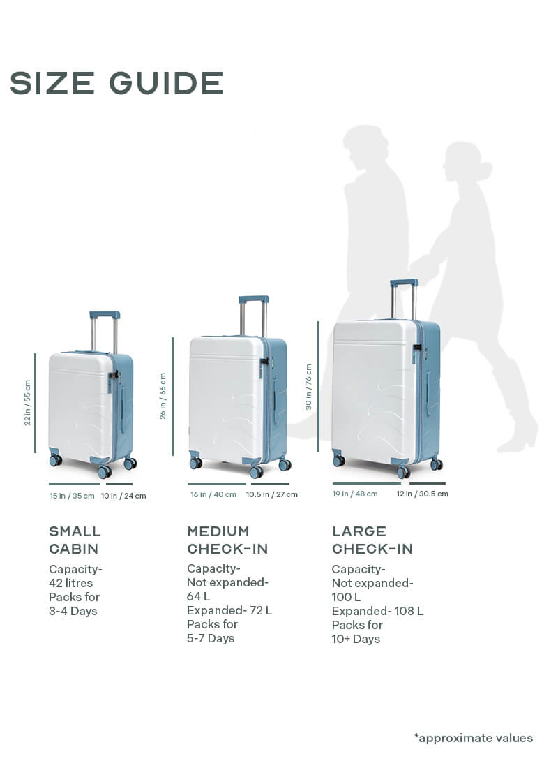 Flowe Combo | Blue | Set of 3 Hard Luggage
