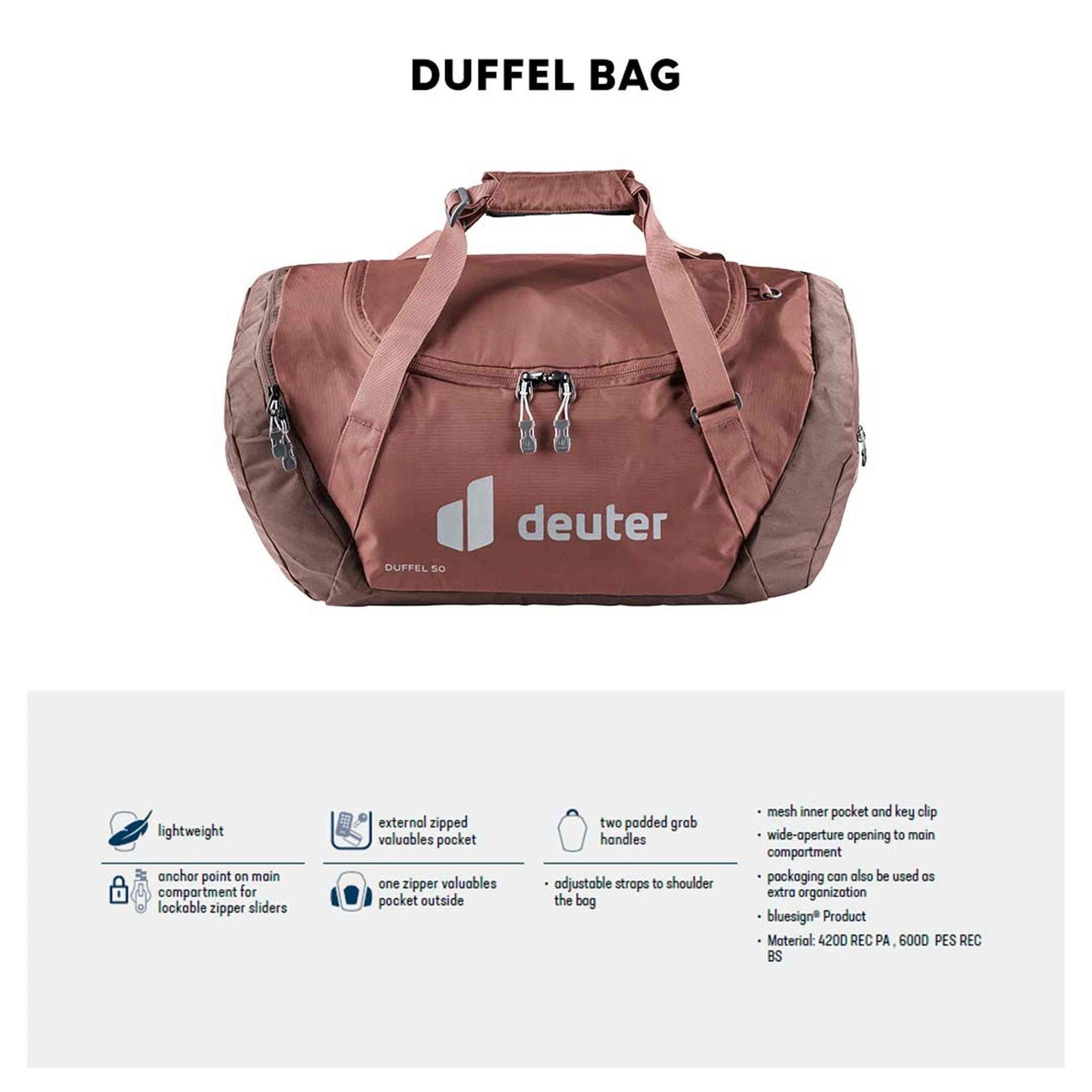Deuter Unisex Maroon Duffel 50