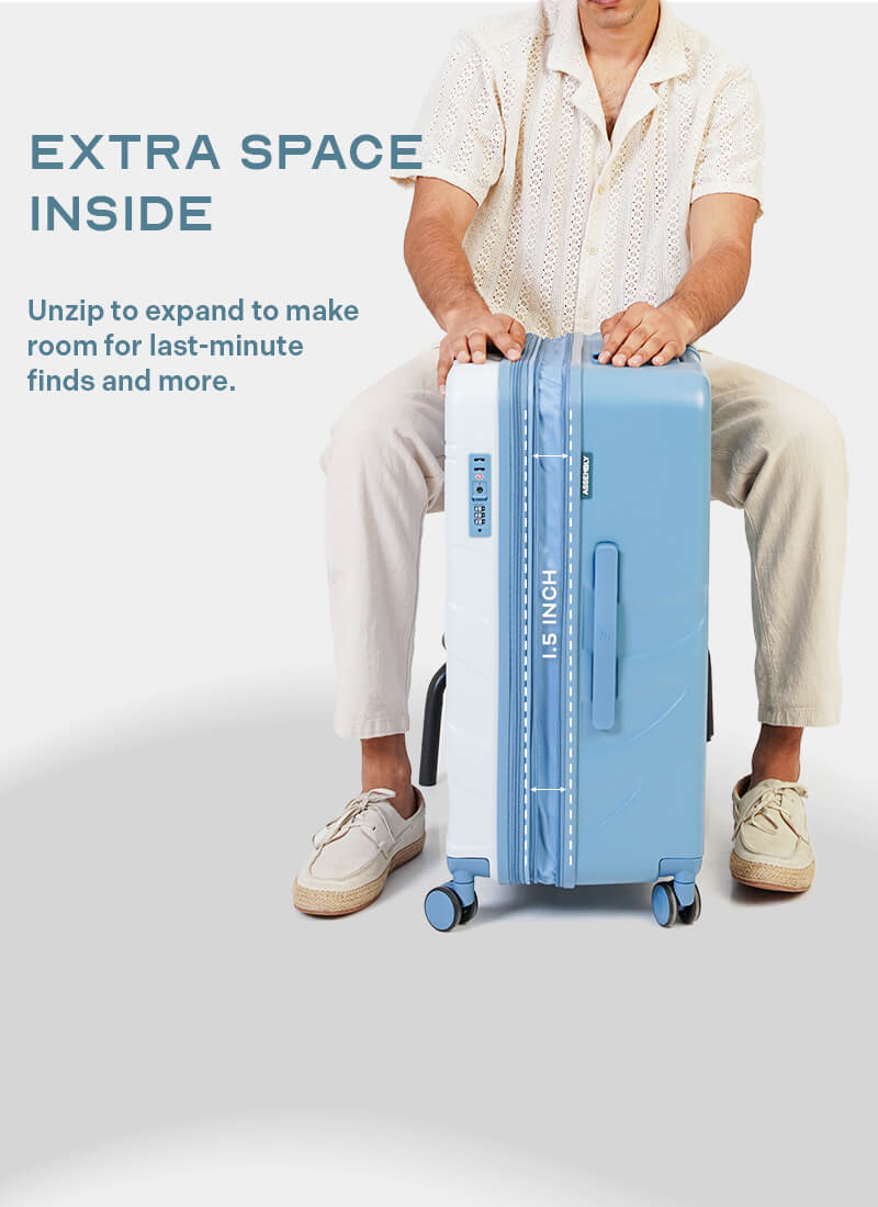 Flowe Combo | Blue | Set of 3 Hard Luggage
