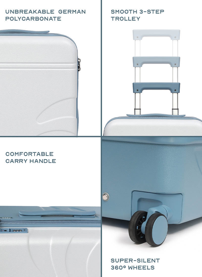 Flowe Combo | Blue | Cabin+Medium Hard Luggage