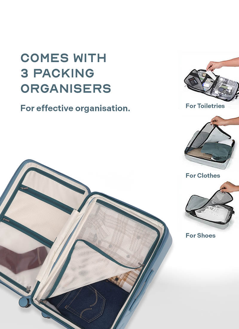 Flowe Combo | Blue | Cabin+Large Hard Luggage