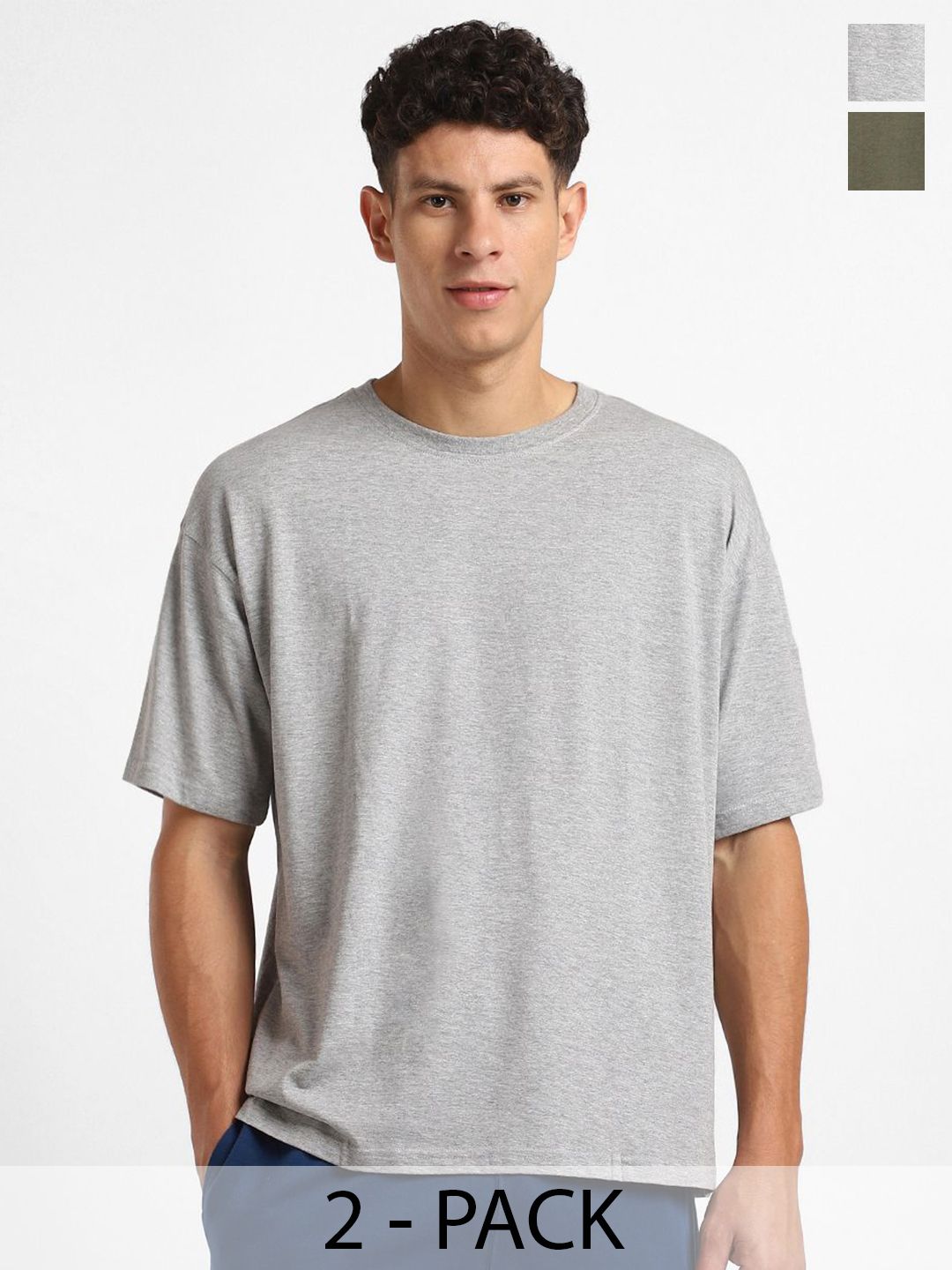 NOBERO Men Pack of 2 Oversized Cotton T-shirt