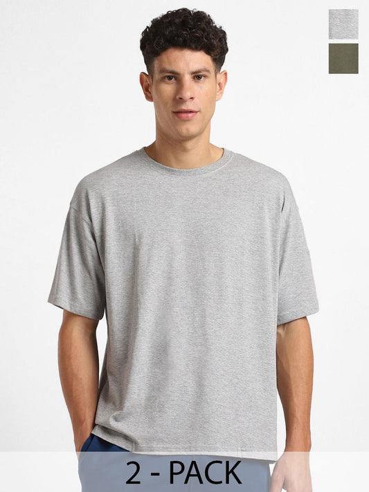 NOBERO Men Pack of 2 Oversized Cotton T-shirt