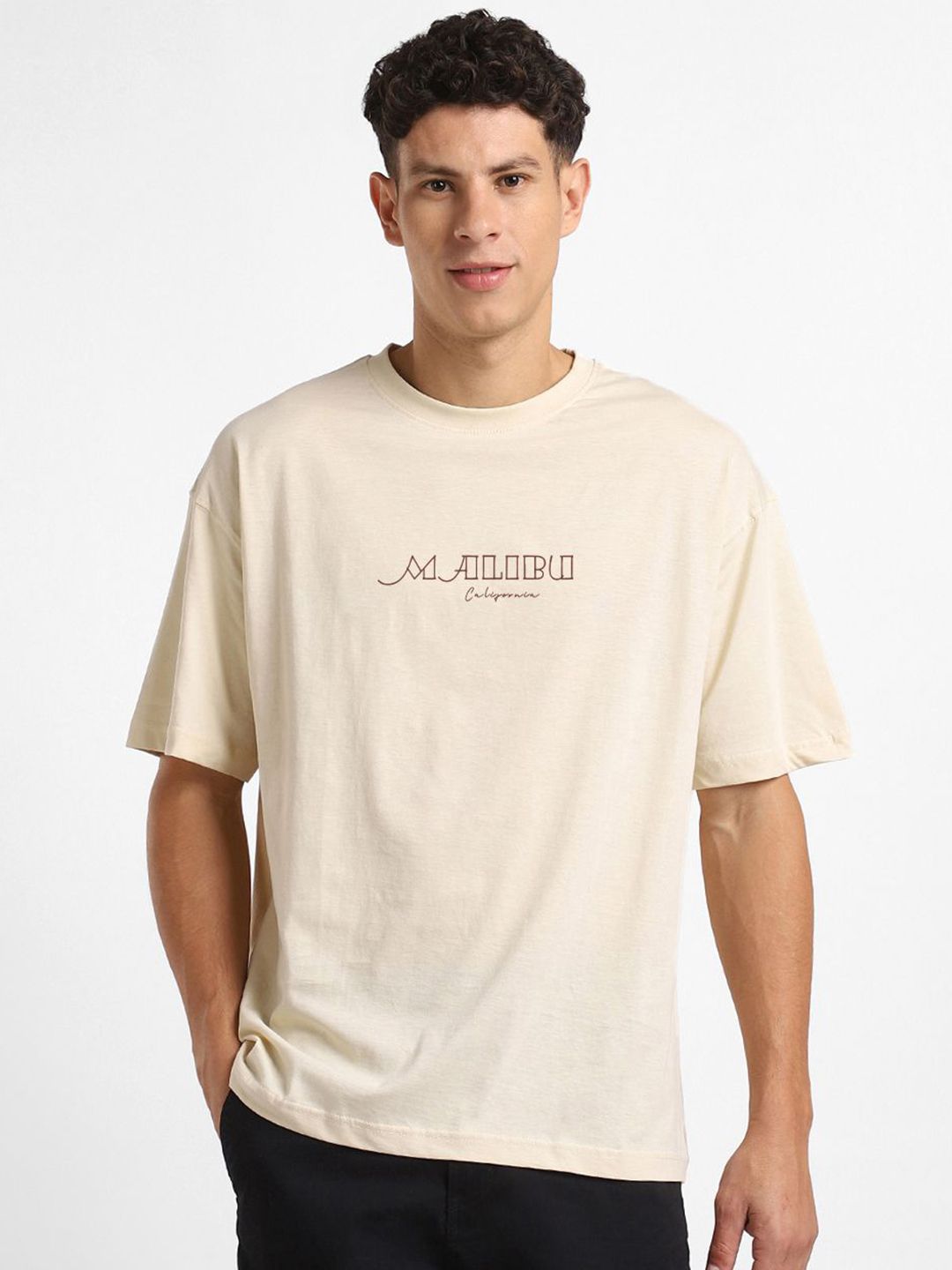 NOBERO Men Oversized Graphic Printed Cotton T-shirt