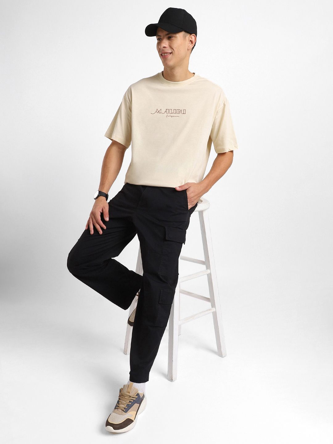 NOBERO Men Oversized Graphic Printed Cotton T-shirt