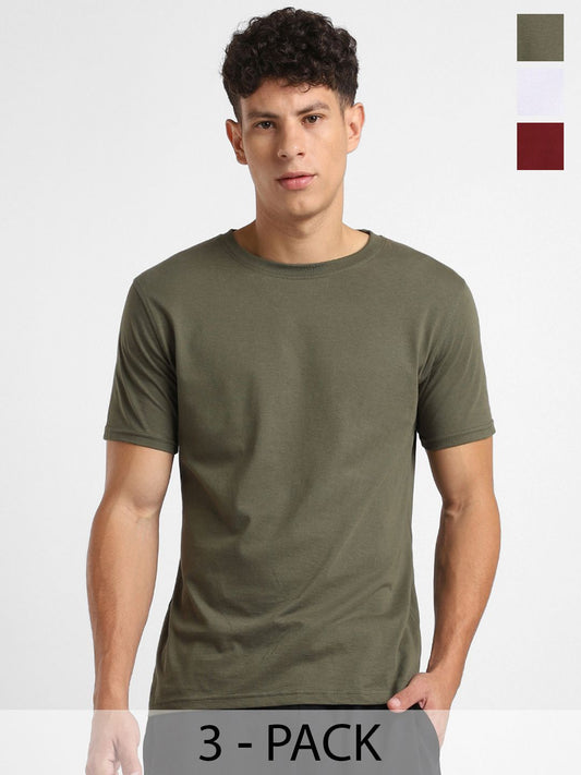 NOBERO Men Pack of 3 Cotton T-shirt
