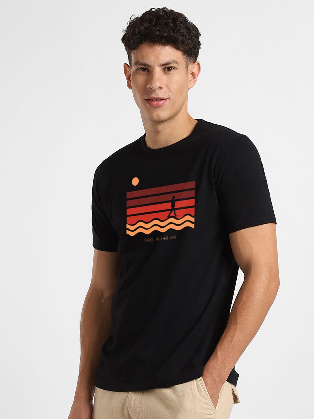 NOBERO Men Graphic Printed Cotton T-Shirt Pack of 2