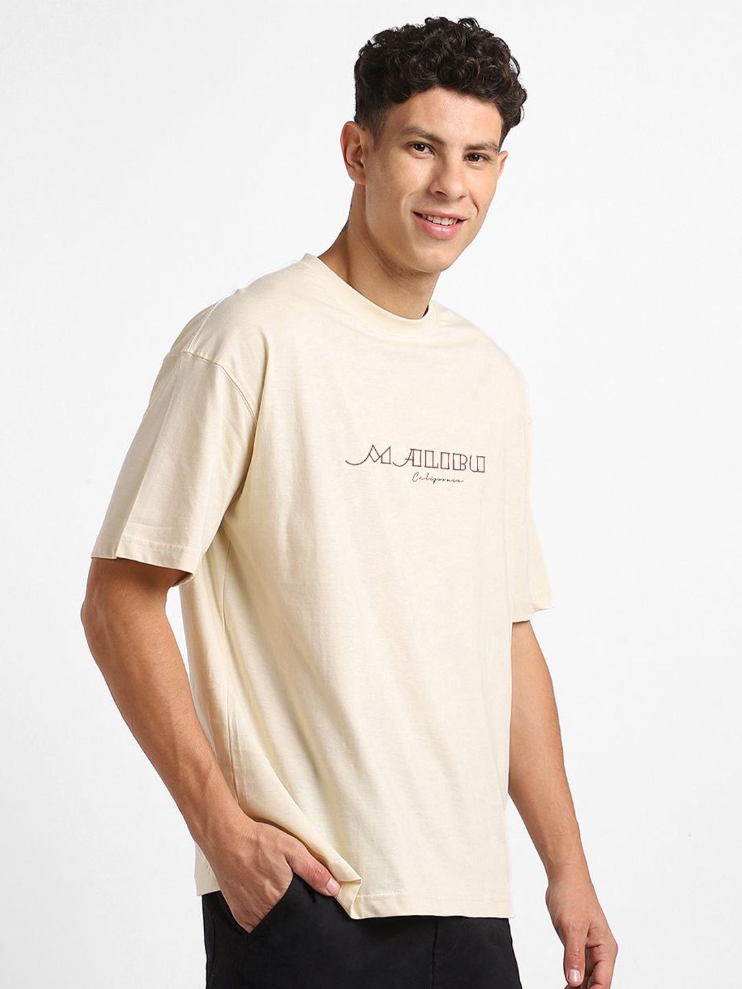 NOBERO Men Oversized Graphic Printed Cotton T-shirt
