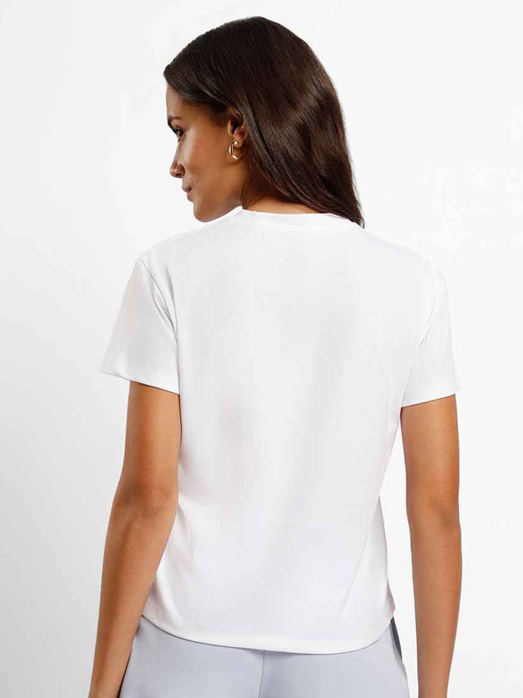 NOBERO Women High Neck Regular Sleeves Cotton T-Shirt