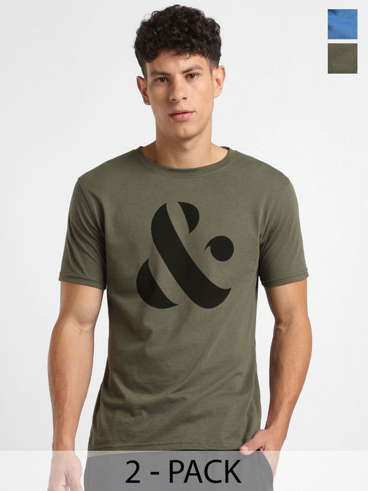 NOBERO Men Typography Cotton T-Shirt Pack of 2