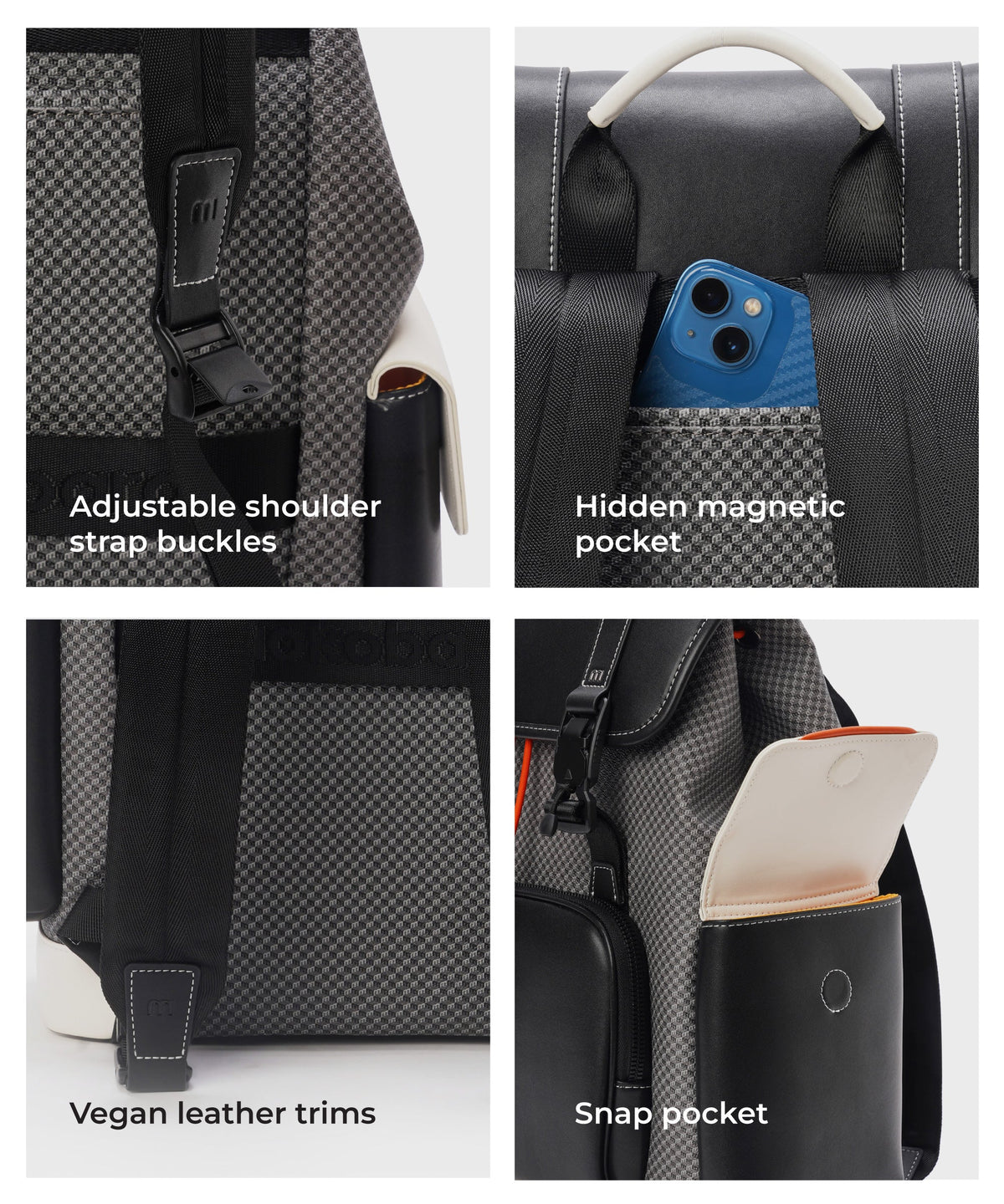 Teriyaki Backpack, Vegan Leather Trims_Black Sesame