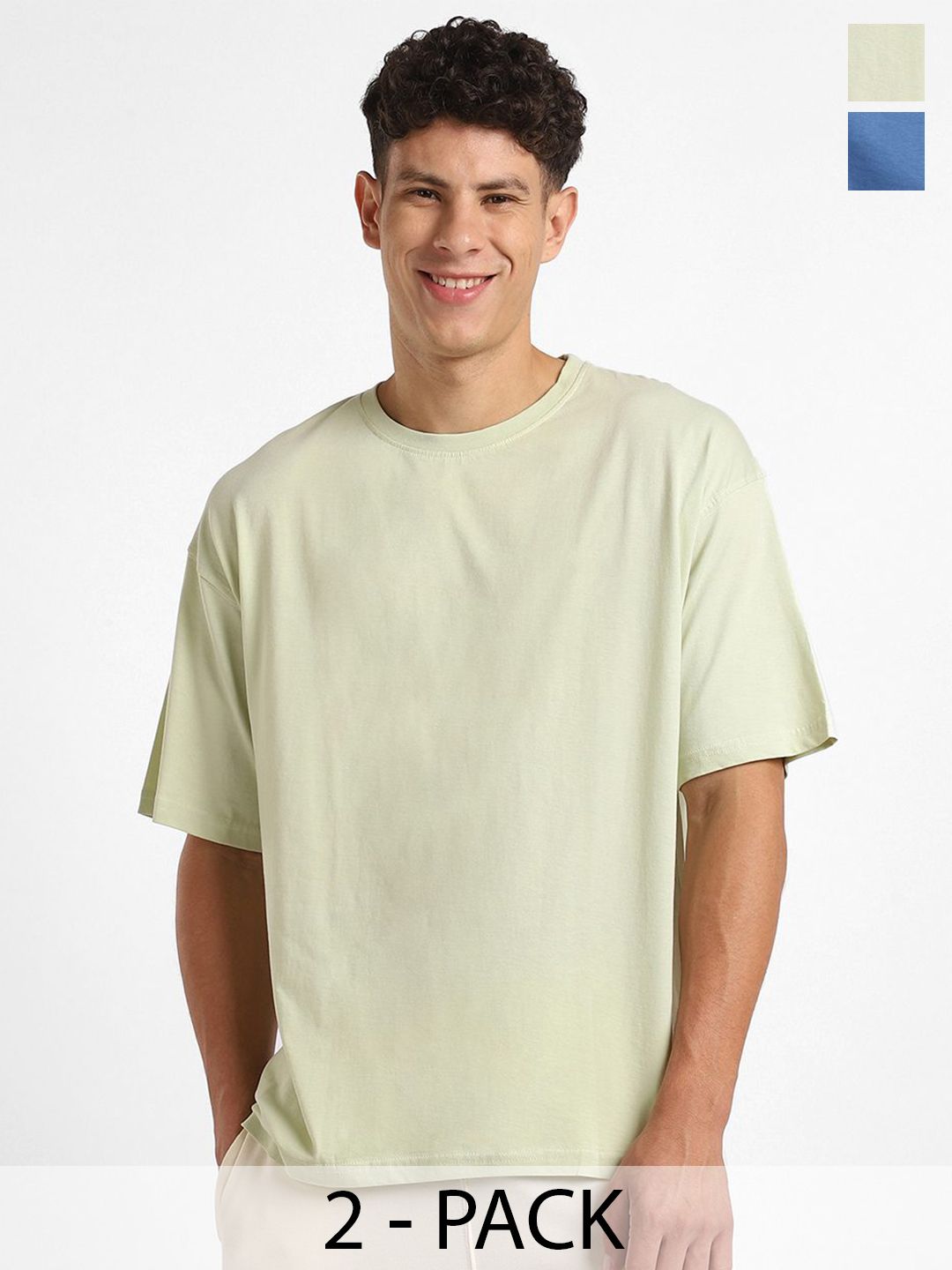 NOBERO Men Pack of 2 Oversized Cotton T-shirt