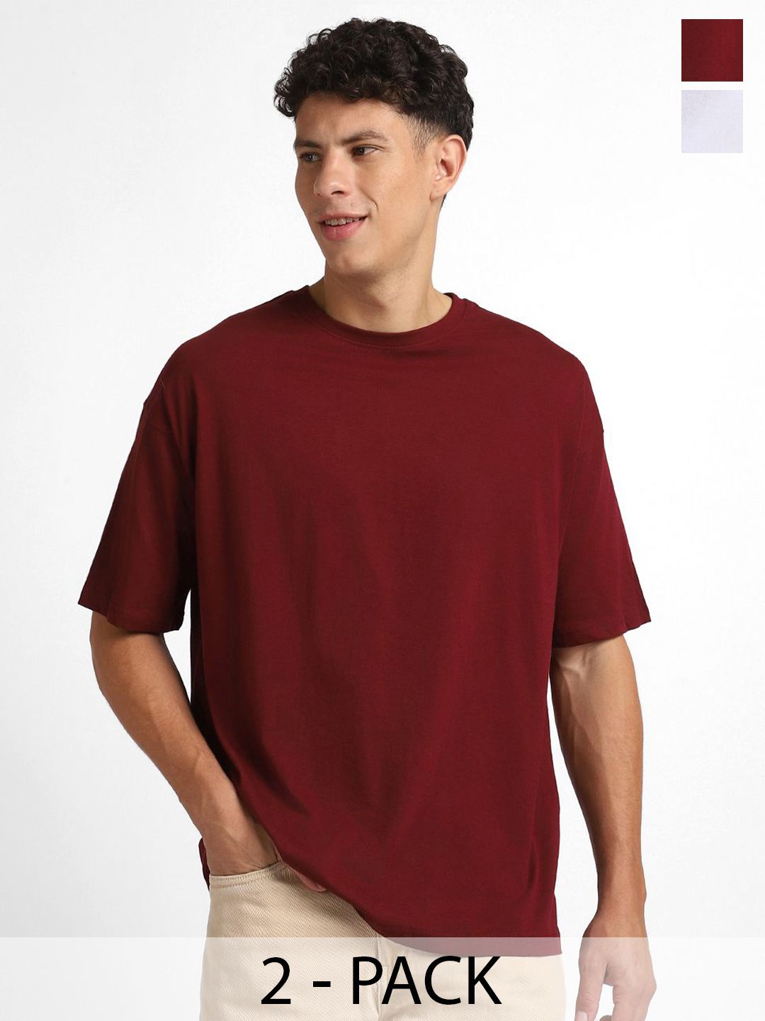 NOBERO Men Relaxed Fit Round Neck Cotton T-Shirt Pack
