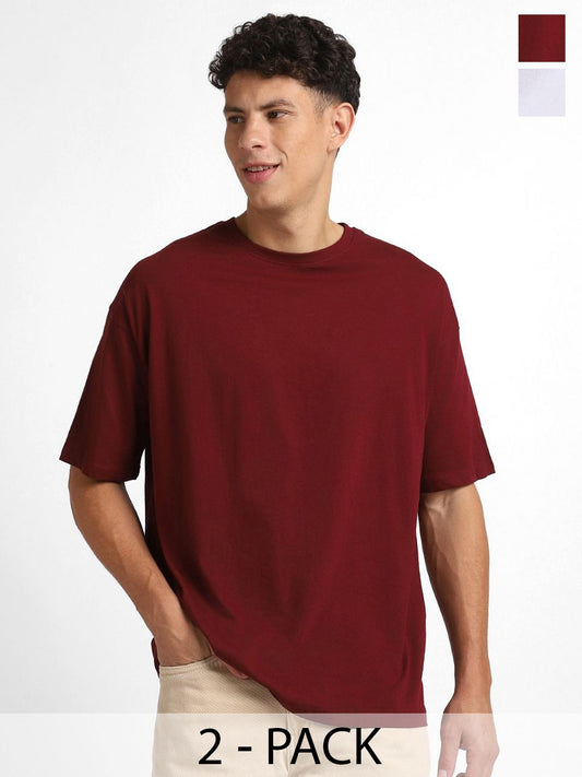 NOBERO Men Relaxed Fit Round Neck Cotton T-Shirt Pack
