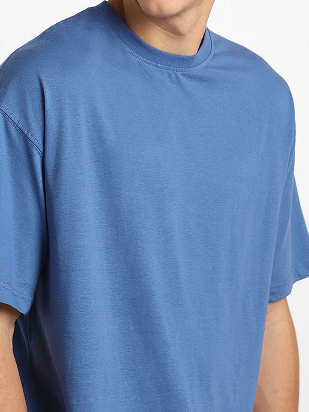NOBERO Men Oversized Graphic Printed Cotton T-shirt Blue