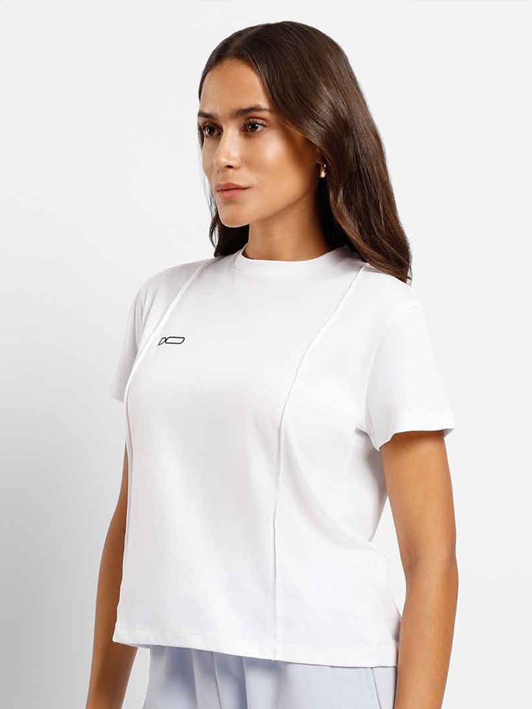 NOBERO Women High Neck Regular Sleeves Cotton T-Shirt