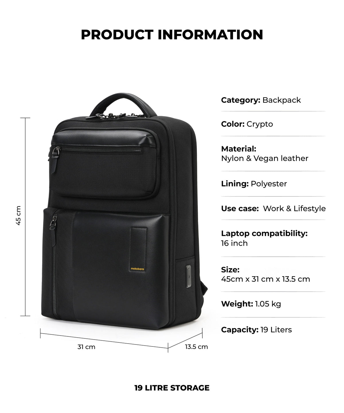Mokobara Small 19 L Laptop Backpack The Work 2.0_Money Moves