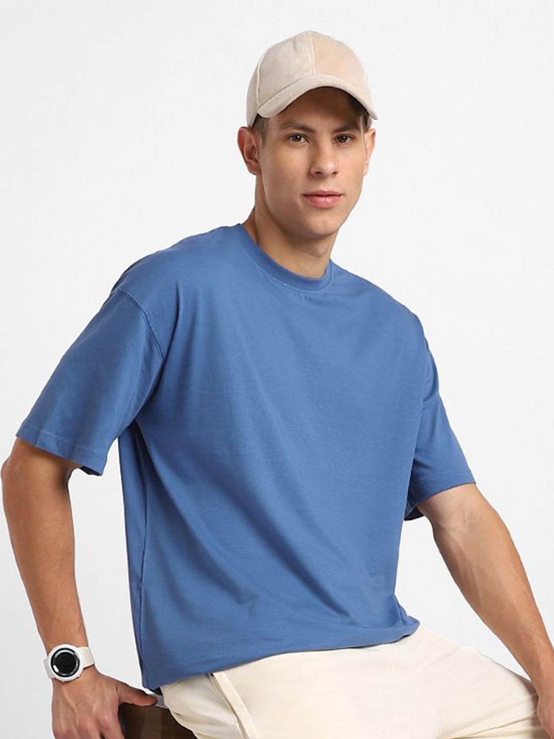 NOBERO Men Pack of 2 Oversized Round Neck Cotton T-shirt