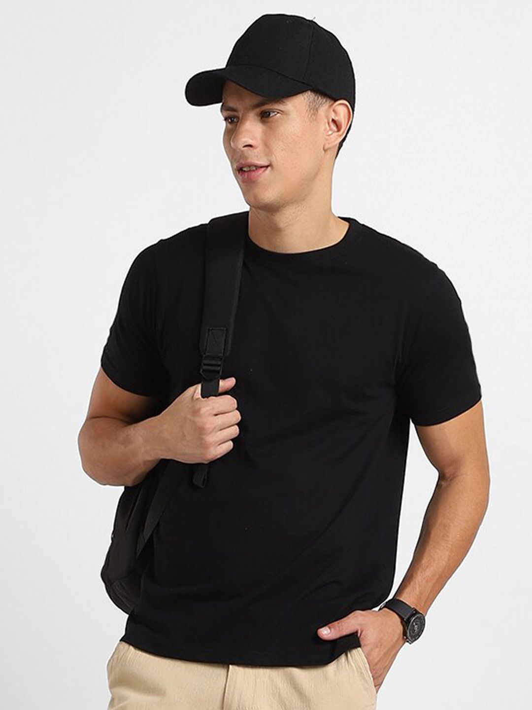 NOBERO Men Pack of 3 Round Neck Cotton T-Shirt
