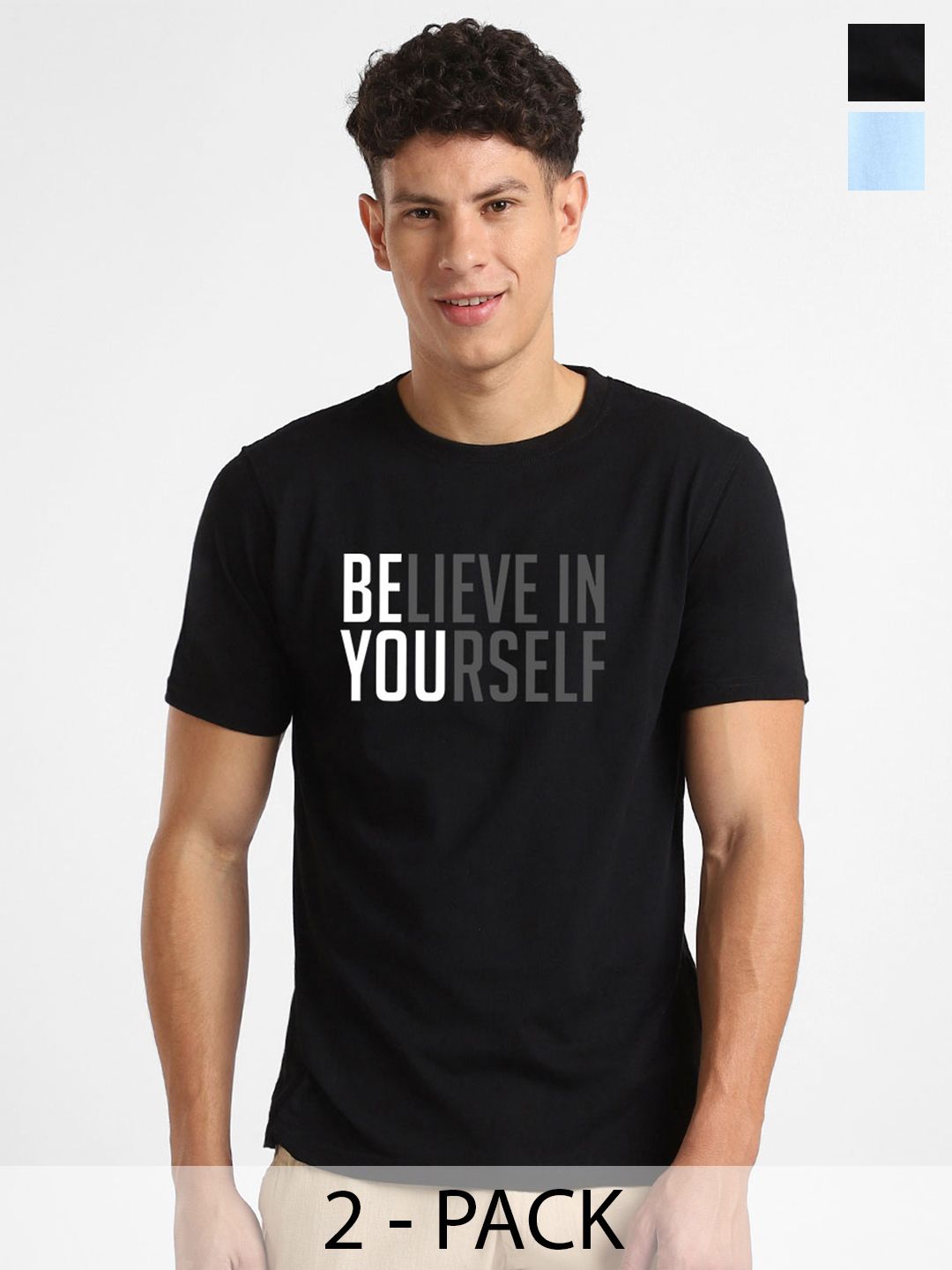 NOBERO Men Typography Cotton T-Shirt Pack of 2