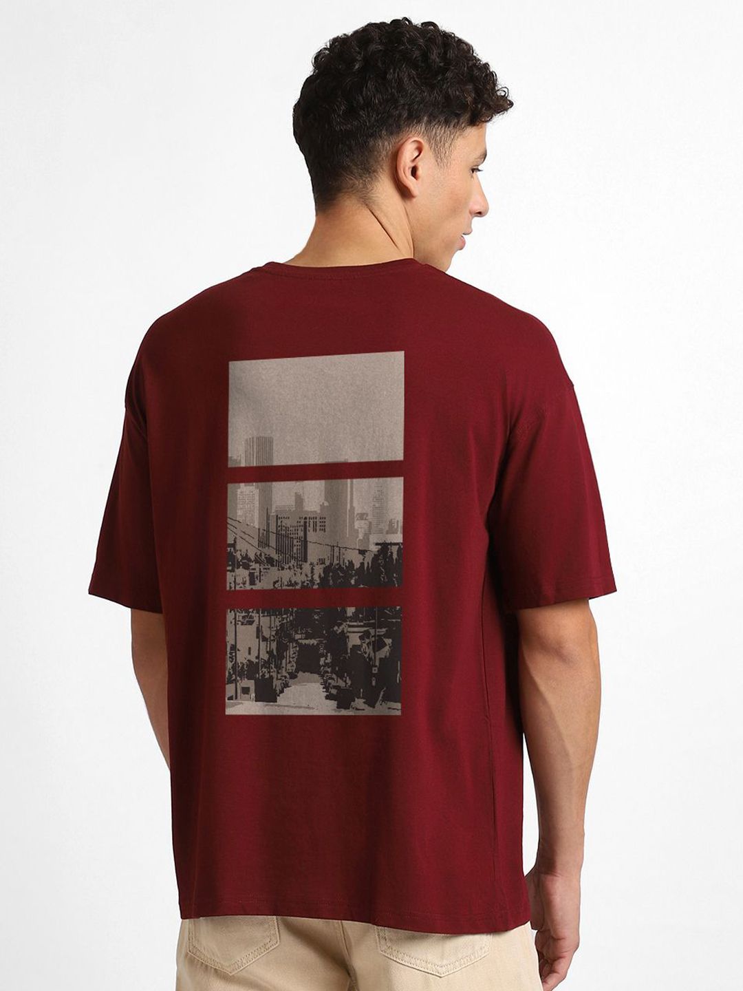 NOBERO Men Oversized Graphic Printed Cotton T-shirt