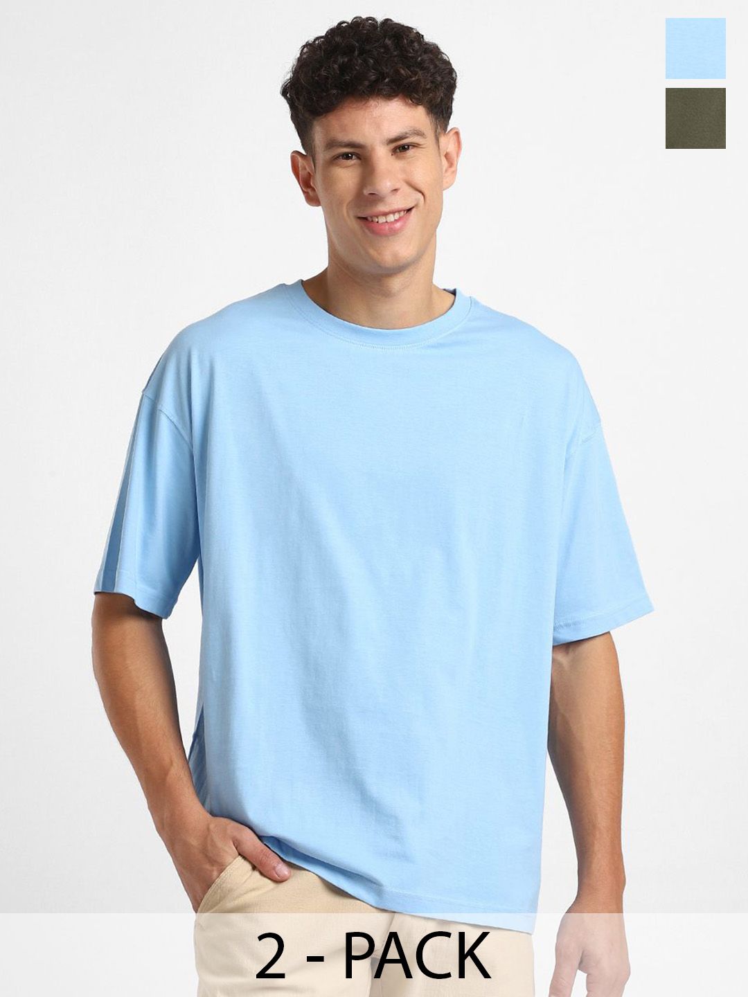 NOBERO Men Oversized Round Neck Cotton T-Shirt Pack