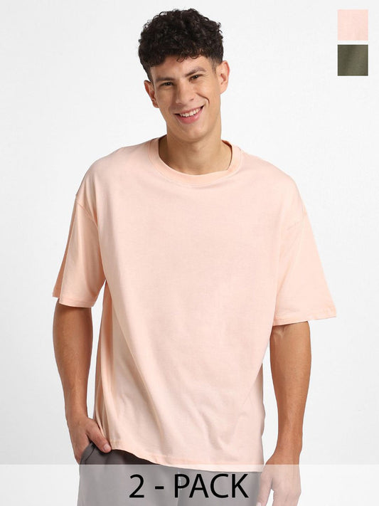 NOBERO Men Pack of 2 Oversized Cotton T-shirt