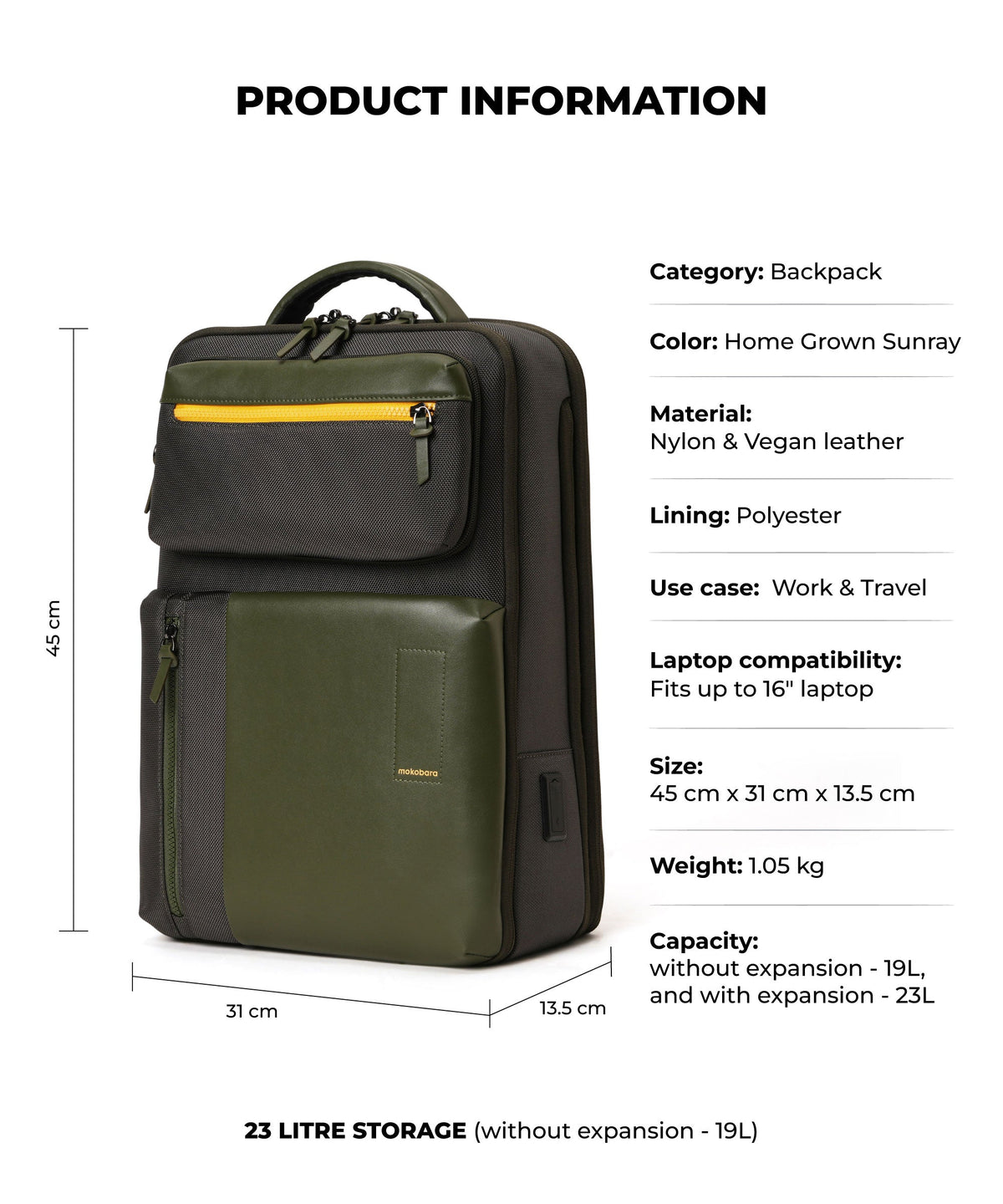 The Overnighter Backpack Multipurpose Laptop Backpack_Home Grown Sunray