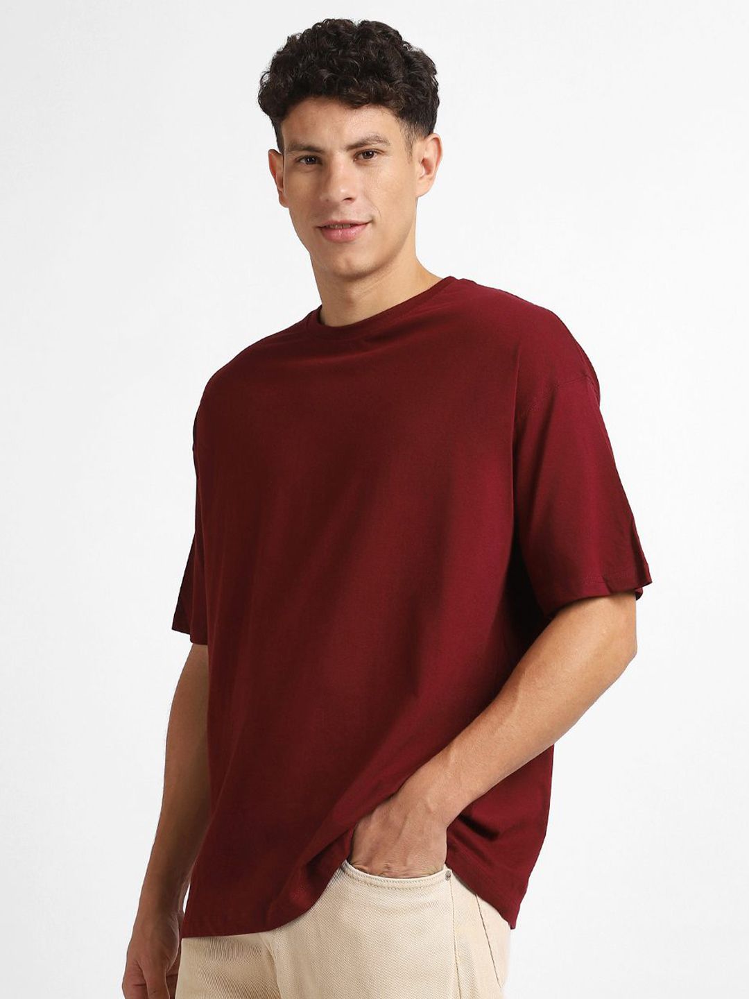 NOBERO Men Pack of 2 Oversized Round Neck Cotton T-shirt