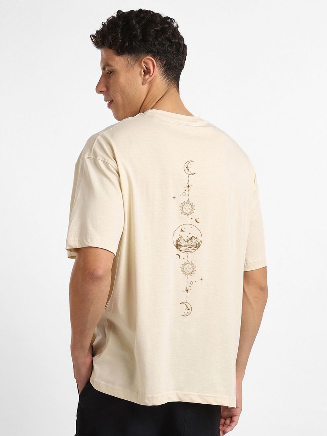 NOBERO Men Oversized Graphic Printed Cotton T-Shirt