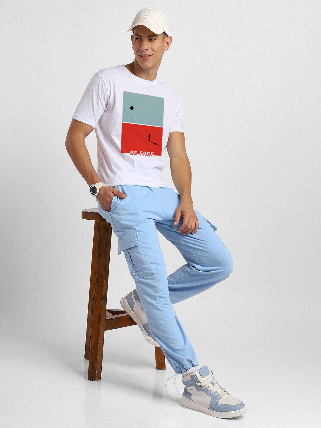 NOBERO Pack of 2 Men Graphic Printed Cotton T-shirt