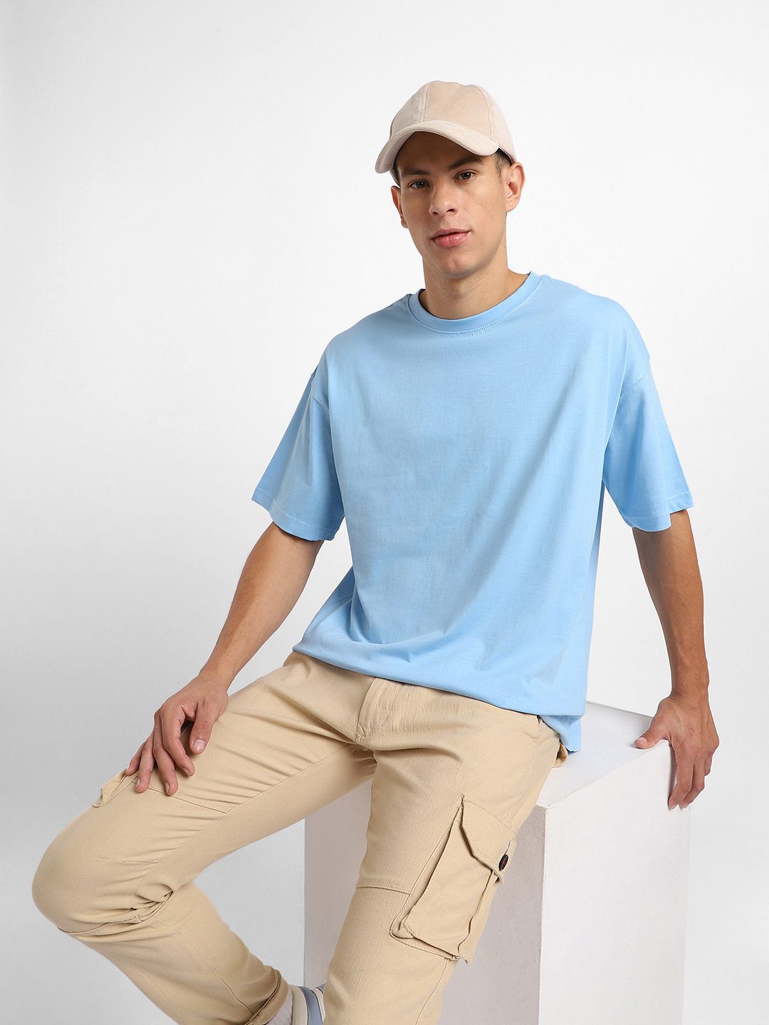 NOBERO Men Oversized Round Neck Cotton T-Shirt Pack