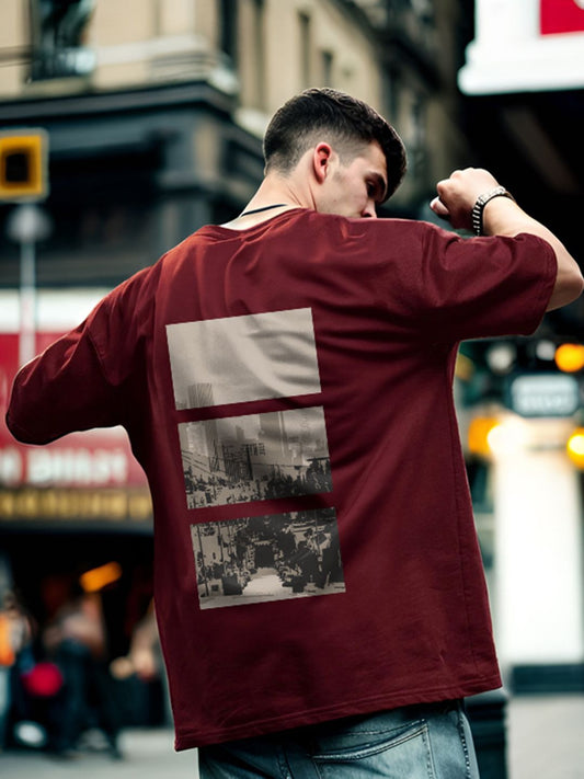 NOBERO Men Oversized Graphic Printed Cotton T-shirt