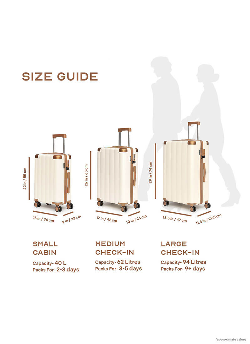 Iris Combo | Beige | Cabin+Large Hard Luggage