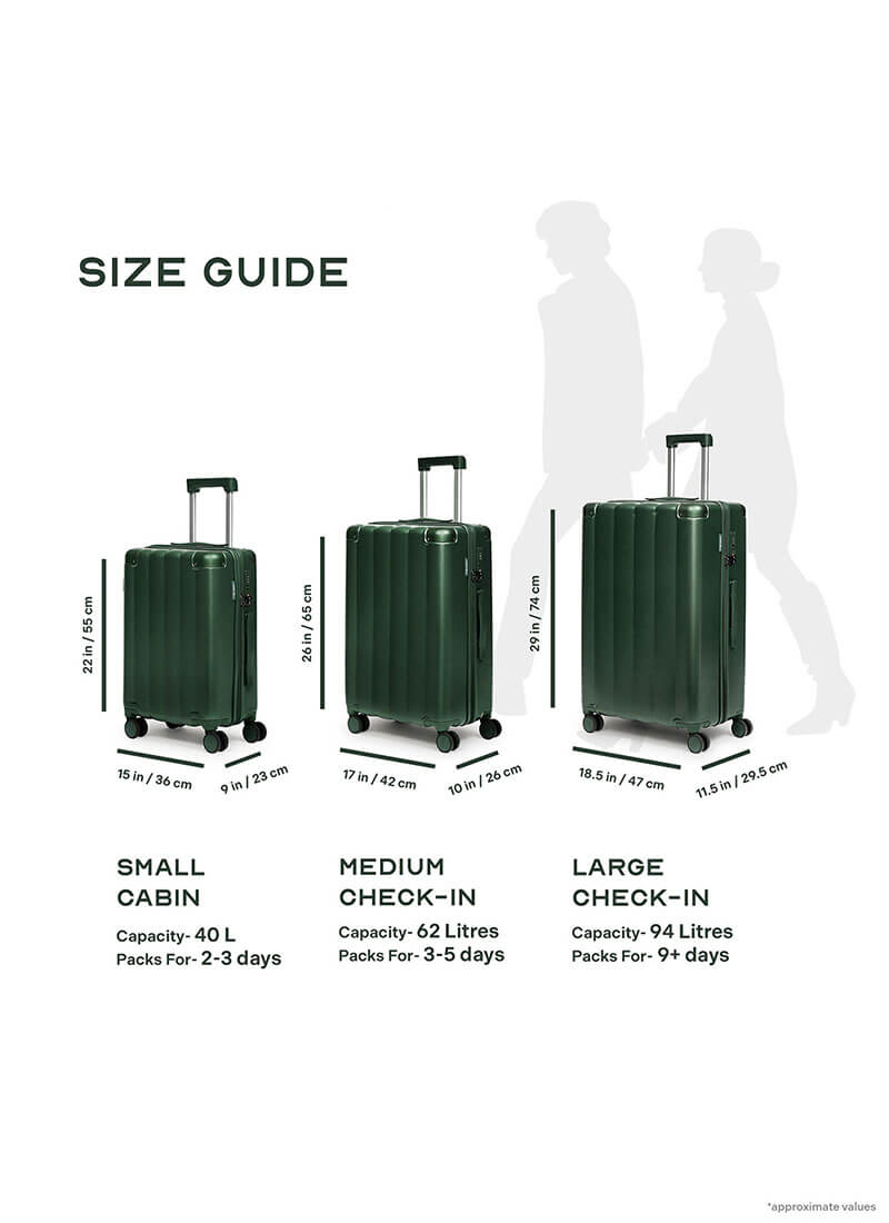 Iris Combo | Green | Medium+Large Hard Luggage